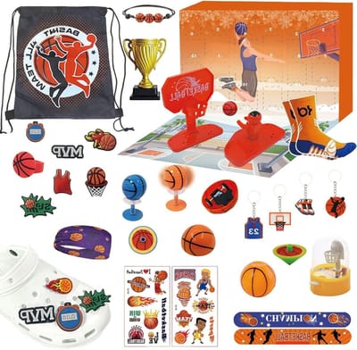 Kerst Aftelkalender - Adventskalender Basketbal - Feestelijke Verrassingen - DIY Basketbal Thema - 24 Dagen - Multicolor