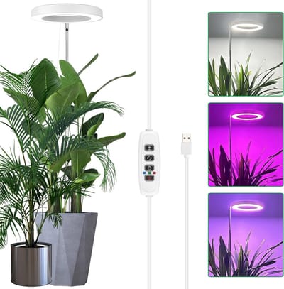 Rosnek Witte LED Groeilamp met Dimbare Helderheid - Full Spectrum 72LEDs - Verstelbaar (35-155cm) & Timer 3/9/12U - Kweeklamp voor Binnenplanten