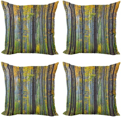 ABAKUHAUS Fallen Kussenhoes Set – 4x40x40 cm – Dubbelzijdig bedrukt – Grijs Geel