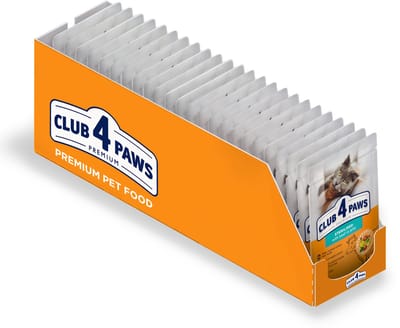 Kattenvoer Club 4 Paws - Rundvlees in Gelei - 24x80g, Compleet Natvoer voor Gesteriliseerde Katten