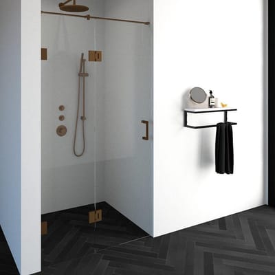 Brauer Void - Nisdeur - 2-Delig - Helder Glas - 110 x 200 cm - Omkeerbaar - met Draaideur 60 cm - Aan Glas - incl. Glascoating - PVD Koper