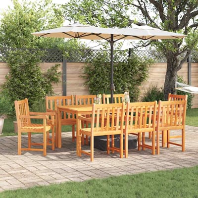 vidaXL - Tuin - Eettafel - Set - 9 - st - Bruin - Massief - Acacia - Hout