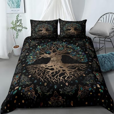 Keltische Levensboom Yggdrasil Dekbedovertrekset VK Eenpersoons Tweepersoons Queen US Twin Full King Size Onder Beddengoedset 220x240cm