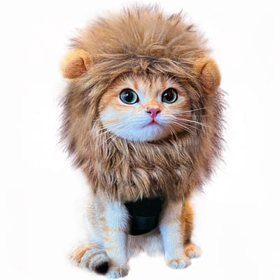 carmdering - Leeuwenmanen Pruik - Kattenpruik - Huisdier Kostuum - Kunstbont, verstelbaar, 26-30cm halsmaat, lichtbruin - Voor katten & kleine honden - Halloween & kerstfeest