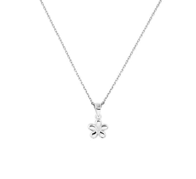 YO&NO -  Ketting - Zilver - Anker - Bloem -  1,1 mm -  36 + 4 cm - Kinderen - Gerhodineerd - Zilver 925