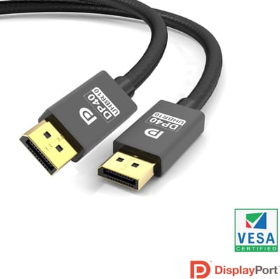 NÖRDIC DP-505 Gecertificeerde Displayport 2.1 kabel - VESA gecertificeerd - 40Gbps - 8K60Hz - DP40 UHBR10 - 50cm - Zwart