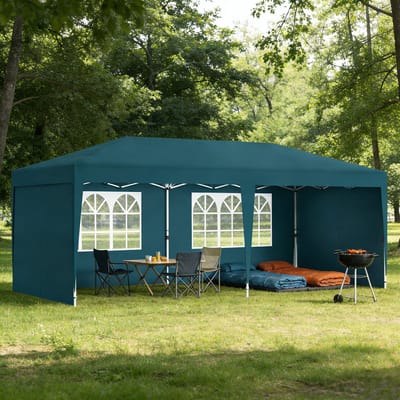 Paviljoen - Opvouwbaar Paviljoen 3x6m - Snel Op Te Bouwen - Tuinpaviljoen - Partytent - Opvouwbaar Tent - Met 6 Zijwanden - UV-bescherming - Hoogte Verstelbaar - Voor Tuin, Strand, Feest, Bruiloft, Festival En Camping - Groen - NAIZY