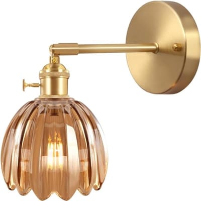 Wandlamp voor binnen met schakelaar en glazen lampenkap - Flexibele verlichting voor badkamer, woonkamer, slaapkamer en keuken