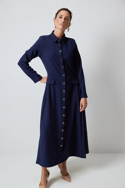 Touché Privé - Crepe jurk met zakken - Marine - Dames