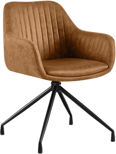 CLP Welby Eetkamerstoel - met armleuning - klassiek - draaibaar - Vintage kunstleer/licht bruin