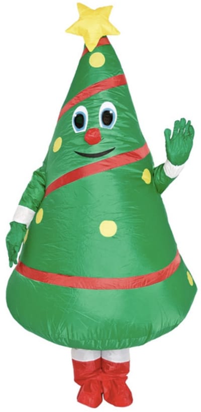 KIMU® Opblaas Kostuum Kerstboom Groen - Opblaasbaar Pak - Kerstboompak Mascotte Opblaaspak - Opblaasbare Dennenboom Kerstmis Dames Heren Festival