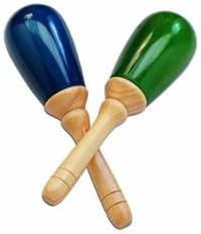 Maracas van Hout - Rammelaars Samba - Muziek Maken - Handgeschilderd Design - 26 x 65 cm - Multicolor