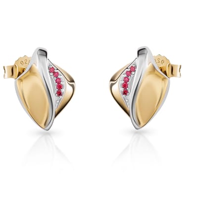 Orphelia 'Anet' Dames 925 Sterling Zilveren Set: Ketting-Pendant + Oorbellen - Zilver/Goud SET-7520/G