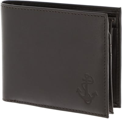oxmox Leren portemonnee Leather RFID Protect Querscheinbörse Freedom Anchor Embossed Brown donkerbruin