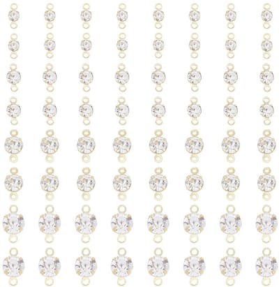 Dailygoody - Strass-connectoren - Sieraden maken - 200 stuks - Lichtgoud - Zirkonia - Diverse maten voor decoratie - Geschikt voor kostuums