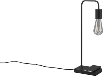 REALITY MILLA Tafellamp - Mat Zwart - excl. 1xE27 10W - Inductief laadstation - met touch