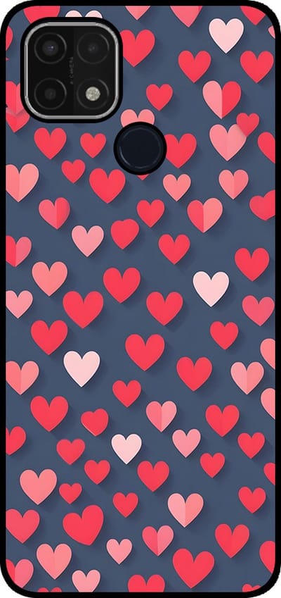 Smartphonica Telefoonhoesje Geschikt voor Oppo A15 / A15s met Roze en Rode Hartjes Opdruk - TPU Backcover Case With Rosé and Red Heart Design geschikt voor Oppo A15;Oppo A15s
