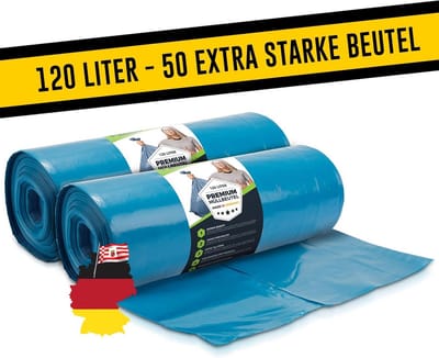 Extreem Sterke Vuilniszakken 120L Blauw - XXL Afvalzakken LDPE