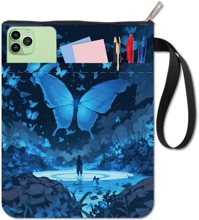 Dailygoods - Vlinder Boekhoes - Boekbeschermer - Wasbaar - Blauw - Boek Cover - Extra Mouwzak - Geschikt voor Paperbacks - Klasgenoot Geschenken