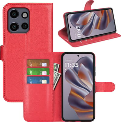 MobyDefend Hoesje - Geschikt voor Motorola Edge 50 Neo / Edge 60 Neo - Kunstleren Wallet Book Case (Sluiting Voorkant) - Rood