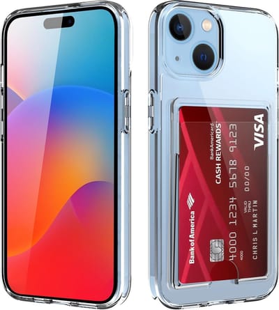 Geschikt voor iPhone 15 Plus hoesje met pasjeshouder transparant Shock proof case met Kaarthouder
