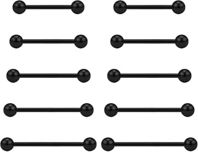 tepelpiercing, 10 stuks, 12/14/16/18/20 mm, roestvrij staal, kunststof, metaal, tong, tepelring, sieraad
