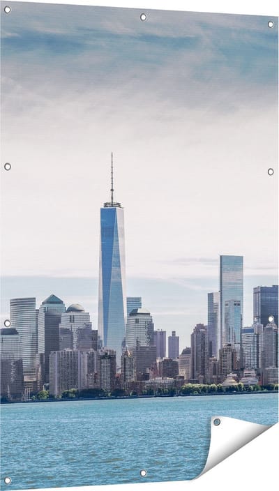 Gards Tuinposter Vrijheidsbeeld in New York - 80x120 cm - Tuindoek - Tuindecoratie - Wanddecoratie buiten - Tuinschilderij