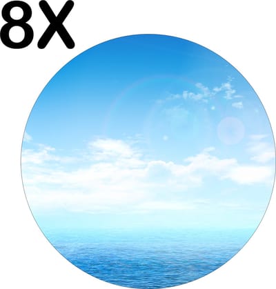 Luxe Ronde Placemat - Oceaan met Prachtige Blauwe Lucht - Set van 8 Placemats - 50x50 cm - 2 mm dik Vinyl - Anti Slip - Afneembaar