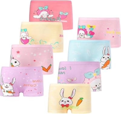 Allecto Plus - Set van 8 Meisjes Boxers van Katoen met Schattig