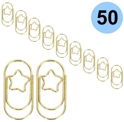 Fako Bijoux - 50x Mini Paperclip Ster Goud - Goudkleurige Sterren Paperclips - Clip Ster Goud - Sluitclip - Paperclip - Papierklem - Cadeauverpakking - Trouwen - Geboorte - 50 Stuks