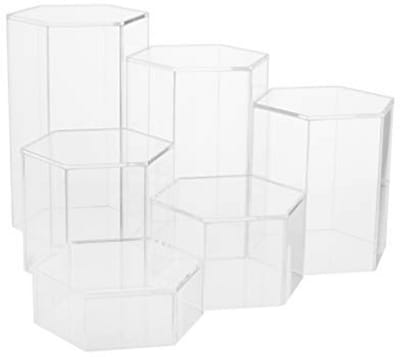 Zeshoekige acryl sieraden display risers - 6-pack transparant