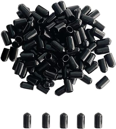 200 Stuks Rubber Einddoppen voor Schroeven - Beschermers voor Draad, 8mm, Zwart, Flexibel en Isolerend
