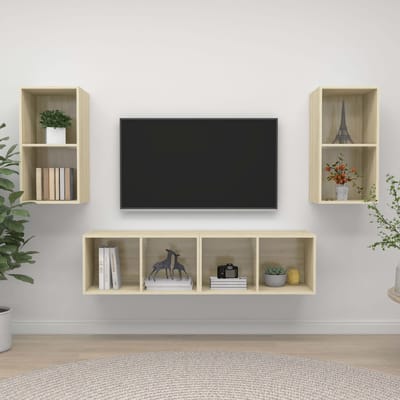vidaXL - Tv-wandmeubelen - 4 - st - bewerkt - hout - sonoma - eikenkleurig