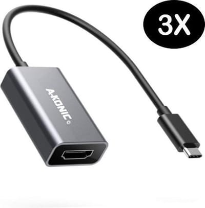 Usb c naar HDMI Adapter | Set van 3 stuks  | USB-C HUB 4K  | Type-c to HDMI converter |Thunderbolt 3 | Compatible Apple Macbook | Chromebook | IMAC | Surface | XPS | Dell | Lenovo | Samsung | HP |Spacegrey | A-KONIC©
