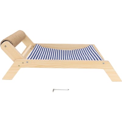 Kattenhangmat Voorkom Schudden Houten Frame Schommelstoel Kitten Verhoogd Bed met Krabpaal voor Alle beige