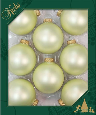Krebs kerstballen - 16x st - vanille lichtgeel - 7 cm - glas - velvet