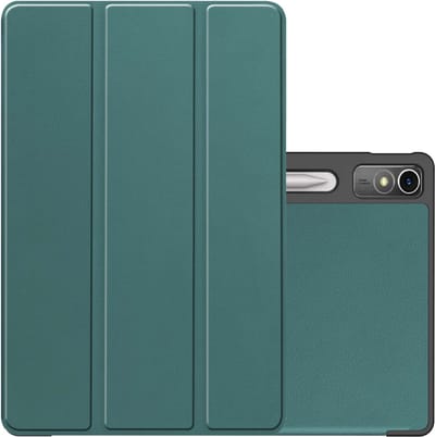 Hoes - Geschikt voor Lenovo Tab P12 - Dun & Stevig - Trifold Bookcase - Hard Cover Case - Met Uitsparing Geschikt voor Lenovo Pen - Hardcover Book - Tablet Hoesje - Donkergroen