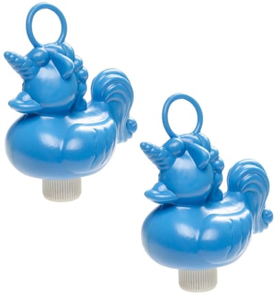 Duckiez eenhoorn badeendje badspeelgoed - 6x - blauw - 12 x 6 cm - Met oogje voor het hengelspel - kunststof
