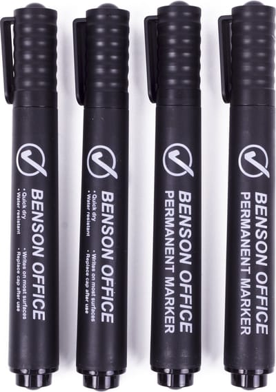 Bellson Watervaste Permanent Markers - Markeerstiften - Zwart 4 stuks