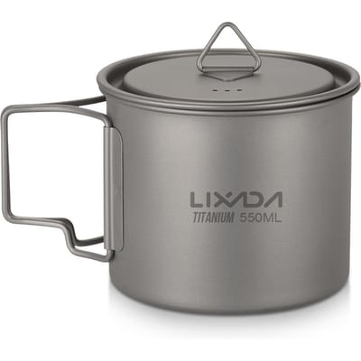 Ultralichte Titanium Cup Outdoor Draagbare Camping Picknick Waterbeker Mok met Opvouwbare Handvat 550ml 550ml gray