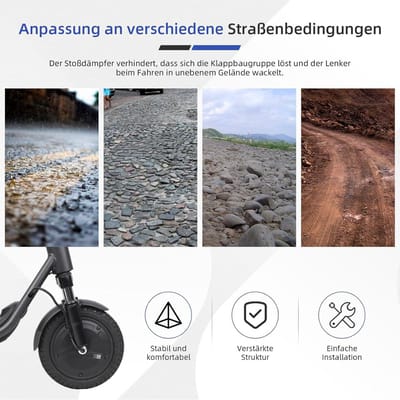 Cosensi - Voorwielophangingsset met verstelbare schokdemper en spatbordaccessoires - Segway Ninebot F20 F25 F30 F40 F40i F65 D18E D28E D38E D40X elektrische step.