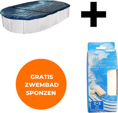 Interline winterafdekking - Winterafdekking 12,50 x 6,40m ovaal - Voor alle typen zwembaden - Vertraagt verdamping - Verminderd verbruik chloor - Inclusief gratis zwembadspons