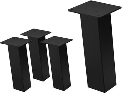 Set van 4 tafelpoten schuin H30 cm zwart glanzend staal vierkant profiel 8x8 cm I-vormige meubelpoten metaal 96° inclinatie ML design