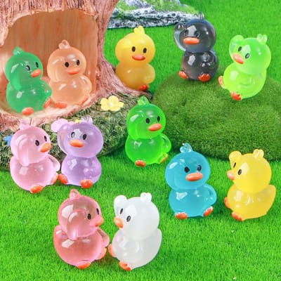 10 / 20 stuks Lichtgevende Mini Hars Eendjes Kleine Eendjes Gloeien in Het Donker Compacte Miniatuur Zwaaiende Eend Beeldjes Ideaal voor DO-IT-YOURSELF Sprookjes Tuin brown