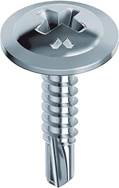 Zelfborende Schroeven - Metaalschroeven Zelftappend - Metaal Verbinden - Brede Paddenstoelkop - 4.2x16 mm - Wit Verzinkt
