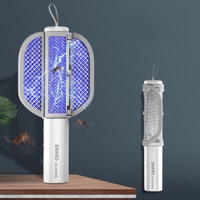 2 in 1 Ophangbare Muggenmepper- USB Oplaadbaar-1200 mAh Batterij-UV-lamp- wit en grijs