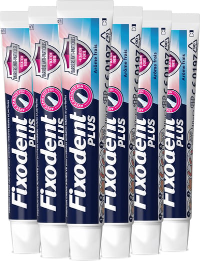 Fixodent Plus Kleefpasta voor Kunstgebit – Fris met Voedselschild - 6 x 40 ml