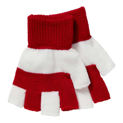 Apollo - Kinder handschoenen vingerloos - Rood-wit - one size - Vingerloze handschoenen kinderen - Carnaval - Party - Feestartikelen
