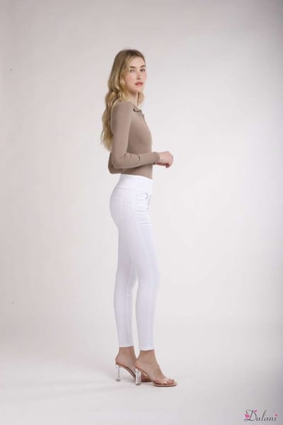 Broek Toxik3 met hoge taille jog denim extra comfy wit