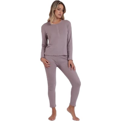 Dames pyjama met lange mouwen van ribstof Admas Home Soft